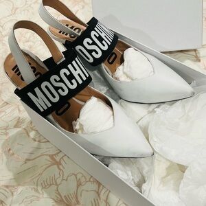Moschino white heels